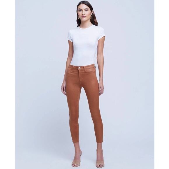 L'AGENCE Margot High Rise Skinny Jeans Java Coated Sz 24 Brown Slim Fit PantsEUC - Picture 16 of 16